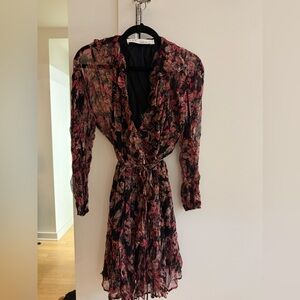IRO Floral Black and Pink Dress